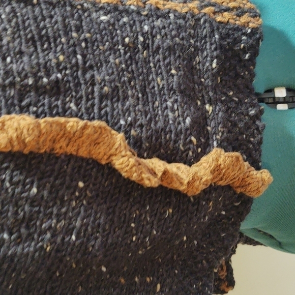 Quirky Uneven Stripes Black, White and Brown Scarf with Mismatched Buttons - Picture 9 of 9